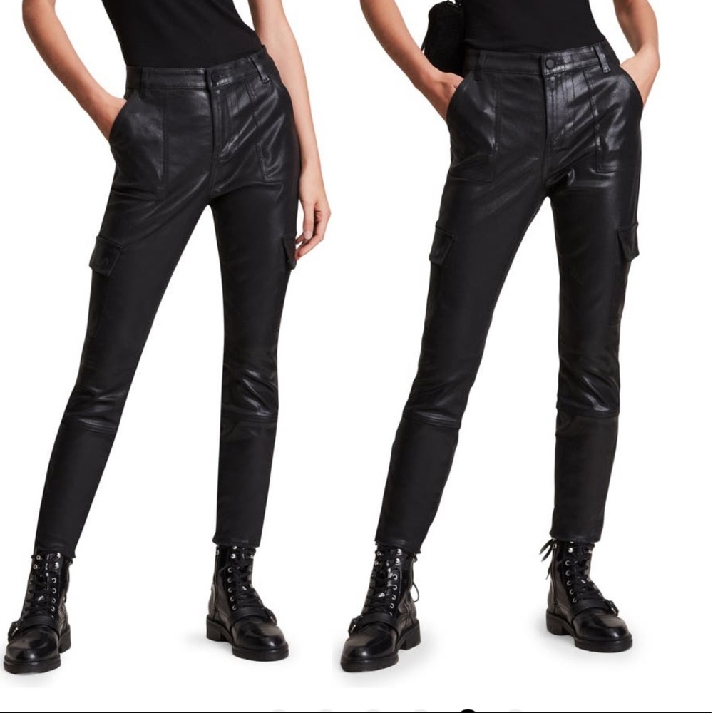 All Saints Duran coated cargo skinny pants NWT